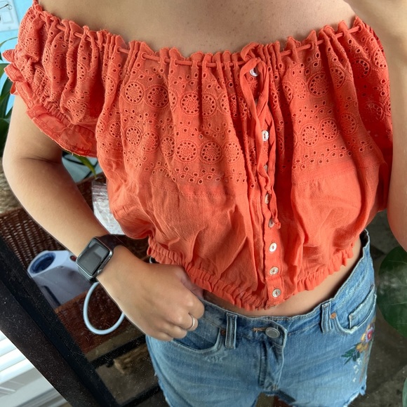 NWT Free People Eyelet You A Lot Crop Orange - Picture 8 of 10